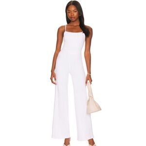 Good American Denim Vacay White Strappy Jumpsuit nWT $280 Size 1